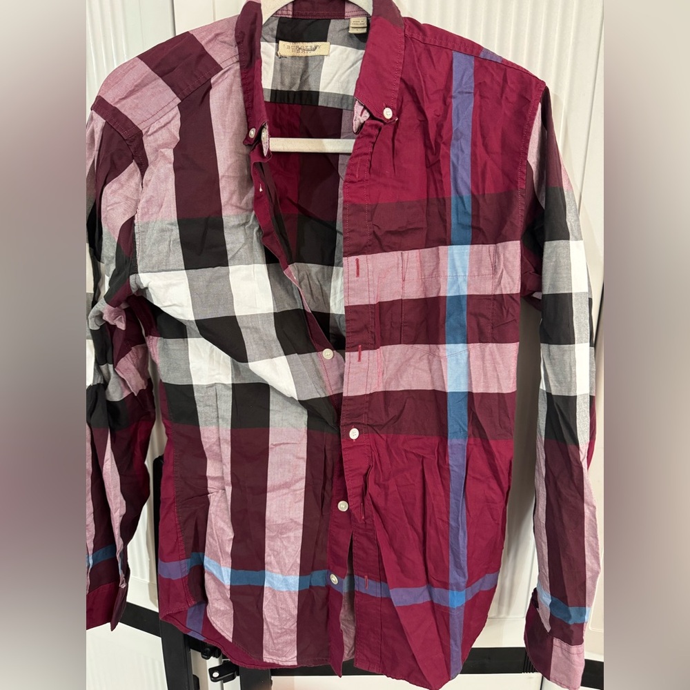 Burberry plaid button up shirt size small men